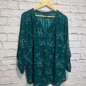 41 Hawthorn 3xl Teal Floral Blouse